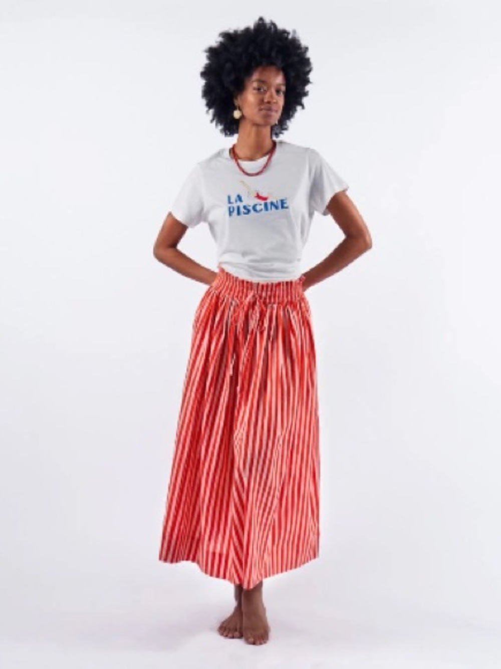 NWT Ink + Alloy Keaton Stripe Skirt Coral + Blush One Size Fits 2 - 8 - Picture 2 of 3